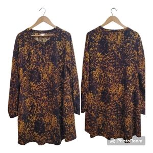 Merona Women's Multicolor Dress Tunic Plus Size Pocket Abstract Animal Print